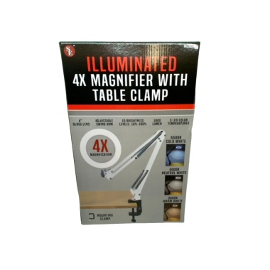 Illuminated 4x Magnifier W/table Clamp 4 Glass Lens Adjustable Swing Arm