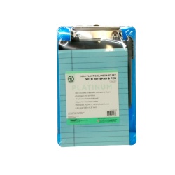 Mini Plastic Clipboard Set w/Paper Pad & Pen