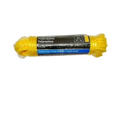 Polypropylene Twisted Rope 1/4 x 50' Yellow 125lb. Onward
