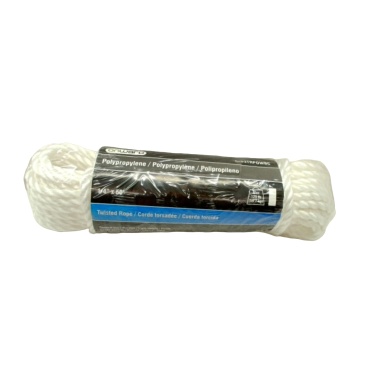 Twisted Rope Polypropylene 1/4 X 50' White Onward