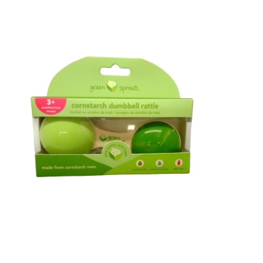 Cornstarch Dumbbell Rattle Green Sprouts