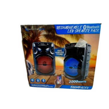 Rechargeable Led Bluetooth Speaker 2pk. 2000 Watts Technical Pro