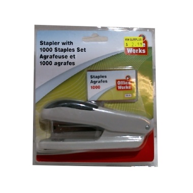 Stapler w/1000 Staples Set 26/6 Office Works
