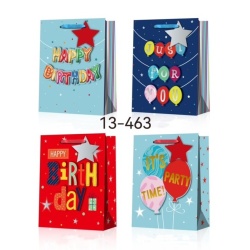 Gift Bags Large Glitter Happy Birthday 4 Asstd