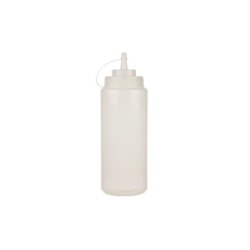 WIDE MOUTH SQUEEZE BOTTLES WITH LID 32OZ CLEAR  1/PK x 24/CS
