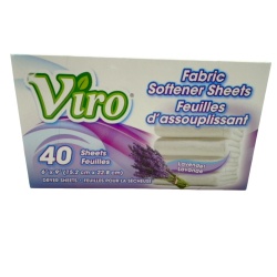Fabric Softener Dryer Sheets Lavender 40 Sheets Viro