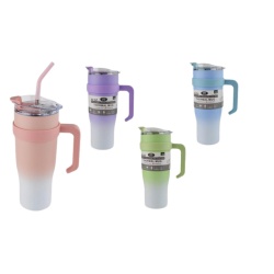 Double Wall Stainless Steel Thermal Mug 40oz W/steel Reusable Straw Asst'd Colours
