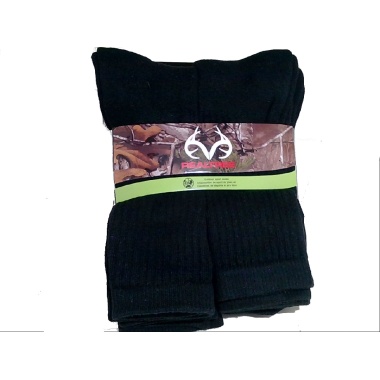 Socks Men's Crew 6pk. Black Size 10-13 Realtree