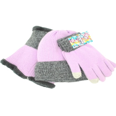 3pc. Thermal Set Pink Gloves, Hat & Neck Warmer Nicci